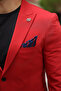 Torba Cep Half Garni Lining Detailed Pointed Collar Premium Men's Single Jacket Red - 2