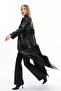 Long Leather Trench Coat with Double Pockets - 6