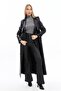 Long Leather Trench Coat with Double Pockets - 5
