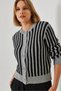 Women's Gray Black Striped Knitwear Cardigan 20246269 - 7