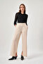 Beige Trousers with Stitched Front