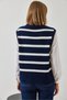 Women's Navy Blue White Shirt Sleeve Detailed Knitwear Sweater 20246235 - 3