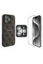 iPhone 16 Pro Max Compatible Licensed 3in1 Accessories Set Case + Screen and Lens Protector Brown