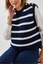 Women's Navy Blue White Shirt Sleeve Detailed Knitwear Sweater 20246235 - 2