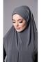 Anthracite Practical Ready-made Interlocking Hijab Scarf Sandy Fabric Slit Plain Hijab 2310_25 - 3