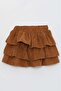 Girls' Lace Embellished Ruffled Top with Ruffled Brown Skirt Set - 9