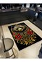 Yilmaz Collection Black Yellow Bear Patterned Red Rose Detailed Woven Base Modern Decorative Carpet 38 - 2