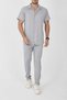 Men's Short Sleeve Slim Fit Slim Fit Lycra Gray Shirt and Pipe Leg Pants Bottom Top Set
