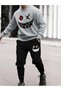 Unisex Smiley Face Printed Tracksuit Set - Thick Cotton Winter Sweatshirt and Sweatpants Set of 2