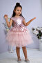 Girl's Sequin Tulle Dress Powder - 5