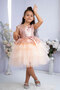 Girl's Sequined Tulle Dress Salmon - 3