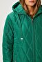 Women's Sporty Hooded Quilted Green Coat - 2