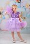 Girl's Pompom Sleeve Evening Dress Birthday Dress Lilac