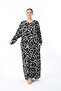 WOMEN'S BLACK AND WHITE PATTERNED LARGE SIZE DRESS