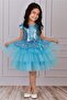 Girl's Sequin Tulle Dress Turquoise Blue - 3