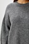 Women's Homy Soft Crew Neck Anthracite Oversize Knitwear Sweater - 5