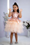 Girl's Sequined Tulle Dress Salmon - 6