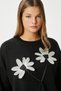 Women's Miranda Flower Detail Black Knitwear Sweater - 2