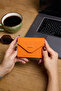 9148 Model Orange Genuine Leather - Women's Wallet with Special Design and Loose Card Holder