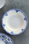 Antique Baby Blue 6-Person 21 cm Special Design Premium Porcelain Deep Meal Plate Set Blue