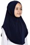 Navy Blue Practical Ready-made Young Hijab Bonnet Sandy Fabric Plain Hijab 2312_02 - 2
