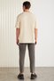 Zeus Men's Embroidery Detailed Regular Organic Cotton Knitted Crew Neck Beige T-Shirt - 5