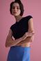 Women's Navy Blue Zero Sleeve Blouse with Tie Detail - 4