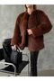 Coffee Plush Coat |   F1608 - 4