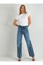 Women's Jeans Rhinestone High Waist Loose Palazzo Blue Jeans - 4