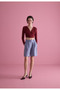 Women's V-Neck Burgundy Long Sleeve Blouse - 3