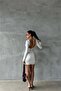 Women White Back and Chest Low-Cut Mini Dress Dpdf079 - 4