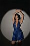 Women Blue Halter Neckline Sequin Dress Dpdf046 - 3