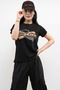 Black Fashion Striped Shine Printed T-Shirt - 2