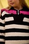 Girl's Striped Ruffle Detailed Zippered Knitwear Sweater - 8