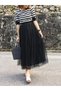 3-Layer 75 cm Length Midi Puffy Zippered-Elastic Waist Comfortable High-Waisted Midi Tulle Skirt