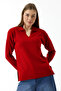 Women's Polo Neck Long Sleeve Knitwear Blouse Red