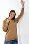 Women's Polo Collar Long Sleeve Knitwear Blouse Light Brown - 5