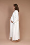 Women's Combed Cotton Pajama Set with Long Sleeves and Maternity Robe Ecru - 7