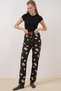 4323 Patterned Pajama Bottoms - Black - 4
