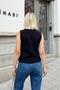 Black V-Neck Gold 2-Button Women's Knitwear Vest - 5