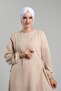 White Practical Ready-To-Wear Hijab Bonnet Sandy Gathered Loose-Fitting 2119_42 - 4