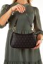 Woman's Black Vegan Leather Patterned Sleeve Cross Shoulder Bag - 6