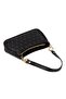 Woman's Black Vegan Leather Patterned Sleeve Cross Shoulder Bag - 4