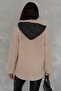 Women's Beige Snap Fastener Double Pocket Hooded Quilted Coat - 7