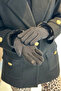 Fur Detail Women's Stamp Gloves Eld-29 Black