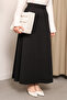 Black Scuba Flared Skirt - 2