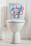 Colorful Balloons Hearts and Tiny Cute Elephant Toilet Seat Sticker Bathroom Sticker - 5