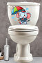 Rain Umbrella and Cute Elephant Toilet Seat Sticker Bathroom Sticker