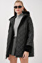 5197 Hooded Quilted Coat - Black - 3