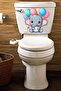 Colorful Balloons Hearts and Tiny Cute Elephant Toilet Seat Sticker Bathroom Sticker - 3